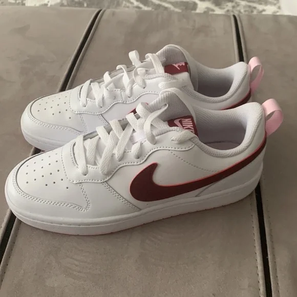 Nike Court Borough Low 2 NWOB "White Dark Beetroot " Sneakers size US 5.5Y - Picture 10 of 17